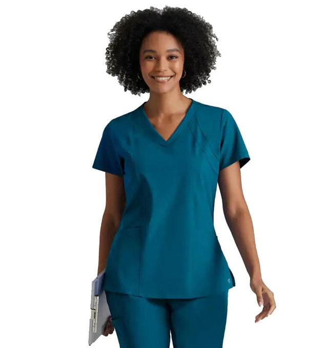 Barco One™ by Barco Racer 4-Pocket V-Neck Scrub Top-Bahama