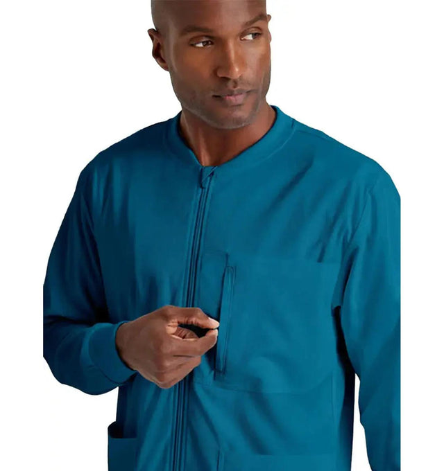 Grey's Anatomy Stretch™ by Barco React 5-Pocket Crewneck Warmup Scrub Jacket-Bahama