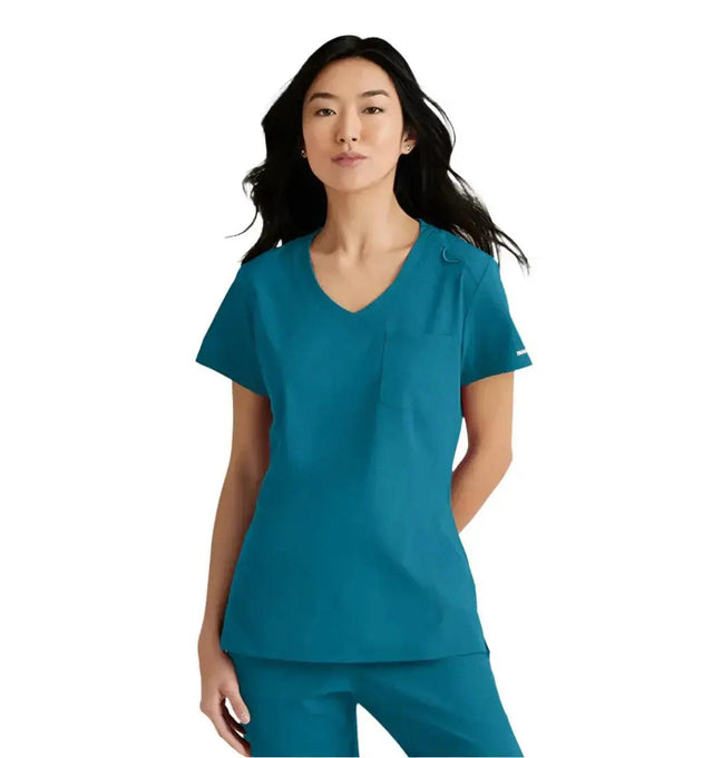 SKECHERS™ by Barco Dignity 1-Pocket Tuck-In Scrub Top-Bahama