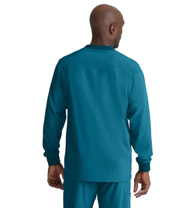 SKECHERS™ by Barco Structure 3-Pocket Crewneck Warmup Scrub Jacket-Bahama