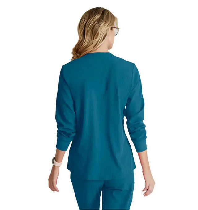 SKECHERS™ by Barco Stabilty 2-Pocket Crewneck Snap-Front Scrub Jacket - Bahama