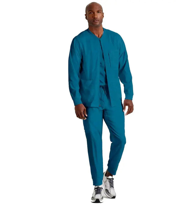 Grey's Anatomy Stretch™ by Barco React 5-Pocket Crewneck Warmup Scrub Jacket-Bahama