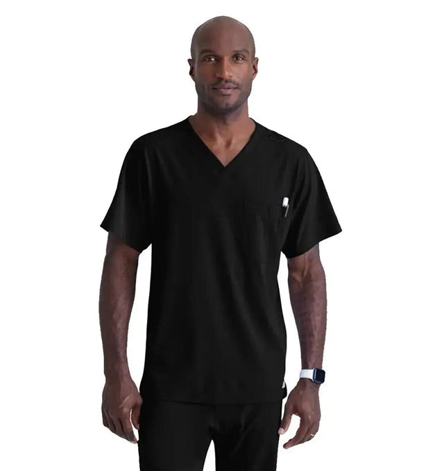 SKECHERS™ by Barco Structure 1-Pocket V-Neck Scrub Top-Black