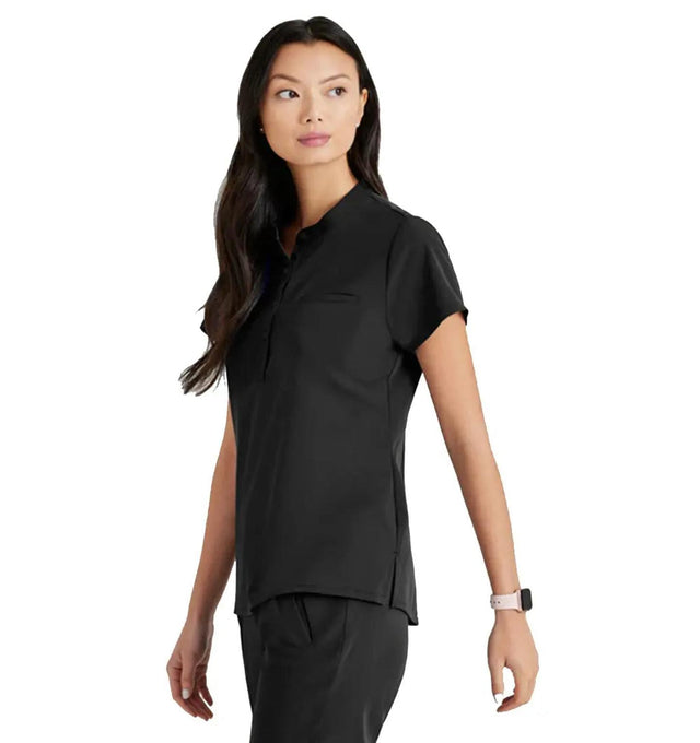 Barco Unify™ by Barco MISSION 1-POCKET HENLEY NECK SCRUB TOP - Black