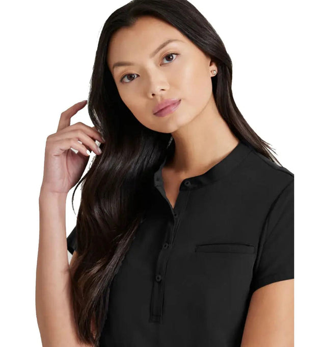 Barco Unify™ by Barco MISSION 1-POCKET HENLEY NECK SCRUB TOP - Black