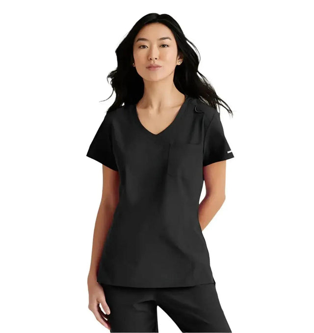 SKECHERS™ by Barco Dignity 1-Pocket Tuck-In Scrub Top-Black