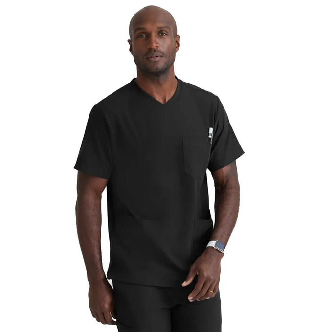 Skechers™ Vitality by Barco Crew 4-Pocket V-Neck Scrub Top - Black