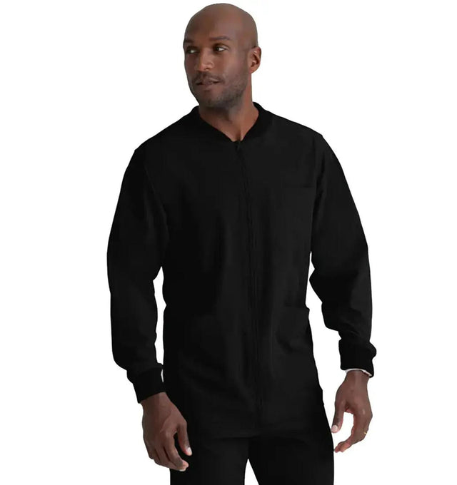 SKECHERS™ by Barco Structure 3-Pocket Crewneck Warmup Scrub Jacket-Black