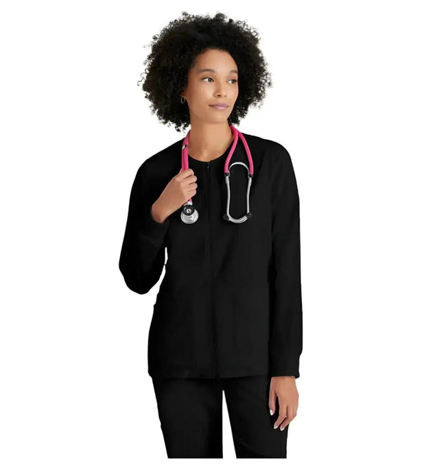 Grey's Anatomy Stretch™ by Barco Gianna 5-Pocket Crewneck Scrub Jacket-Black