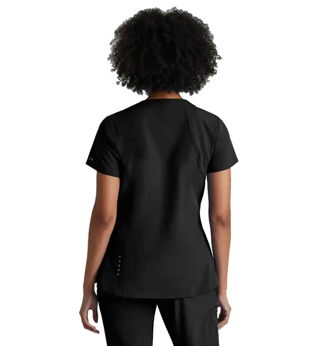 Barco One™ by Barco Racer 4-Pocket V-Neck Scrub Top-Black