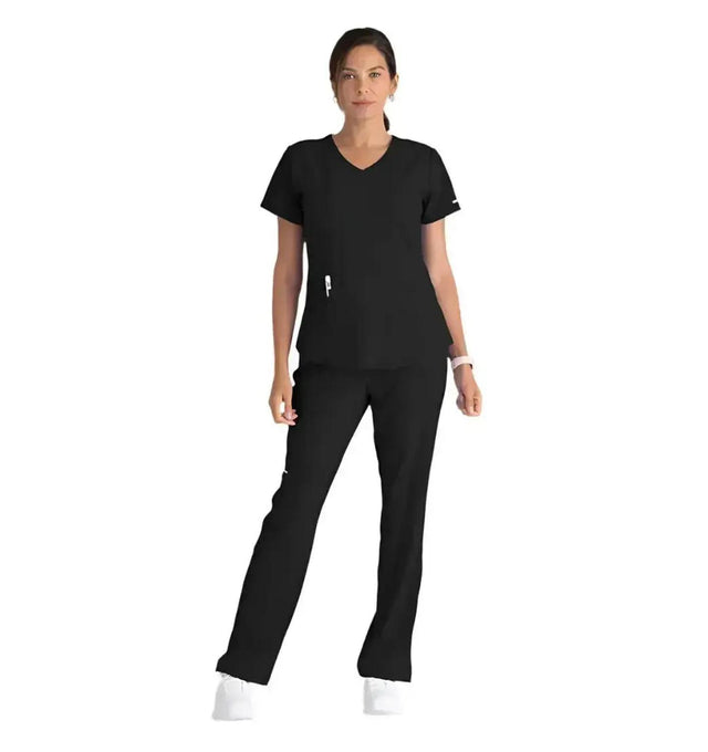 SKECHERS™ by barco Reliance 3-Pocket Mid-Rise Straight Leg Scrub Pant-Black