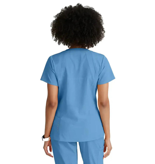 Barco One™ by Barco Racer 4-Pocket V-Neck Scrub Top-Ceil Blue