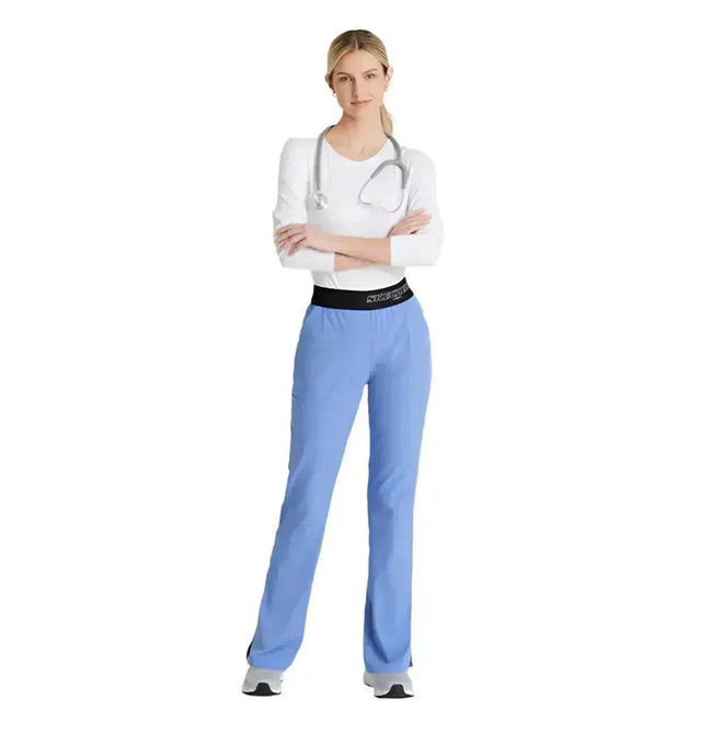 SKECHERS™ by barco Breeze 3-Pocket Mid-Rise Straight Leg Scrub Pant-Ciel Blue