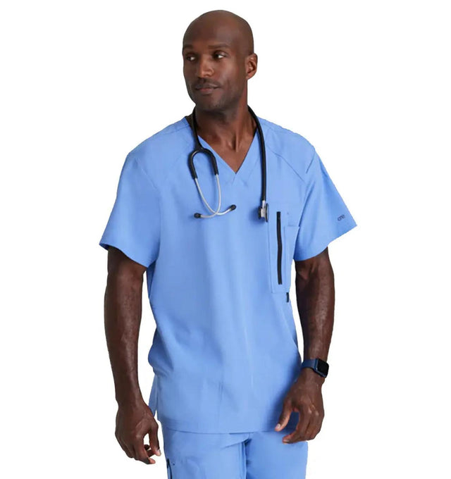 Barco One™ by Barco Amplify 5-Pocket V-Neck Scrub Top-Ciel Blue