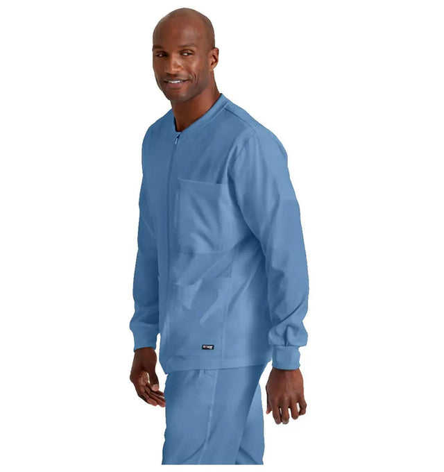 Grey's Anatomy Stretch™ by Barco React 5-Pocket Crewneck Warmup Scrub Jacket-Ciel Blue