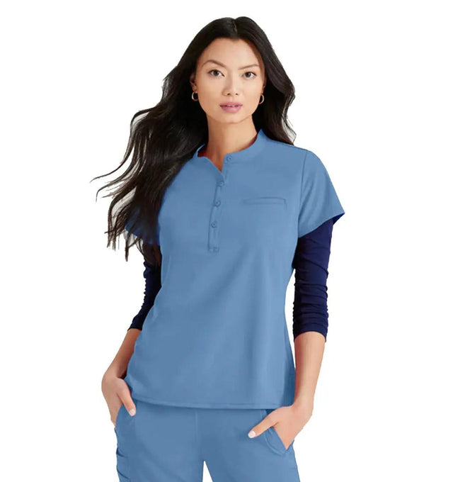 Barco Unify™ by Barco MISSION 1-POCKET HENLEY NECK SCRUB TOP - Ciel Blue