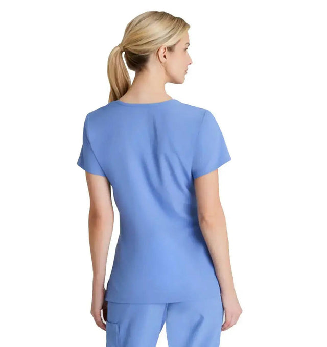 SKECHERS™ by Barco Reliance 3-Pocket Crossover V-Neck Scrub Top-Ciel Blue