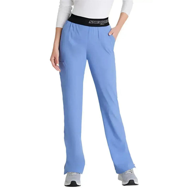 SKECHERS™ by barco Breeze 3-Pocket Mid-Rise Straight Leg Scrub Pant-Ciel Blue