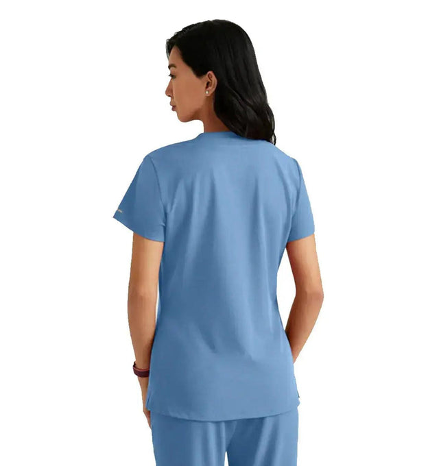 SKECHERS™ by Barco Dignity 1-Pocket Tuck-In Scrub Top-Ciel Blue