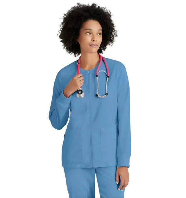 Grey's Anatomy Stretch™ by Barco Gianna 5-Pocket Crewneck Scrub Jacket-Ciel Blue