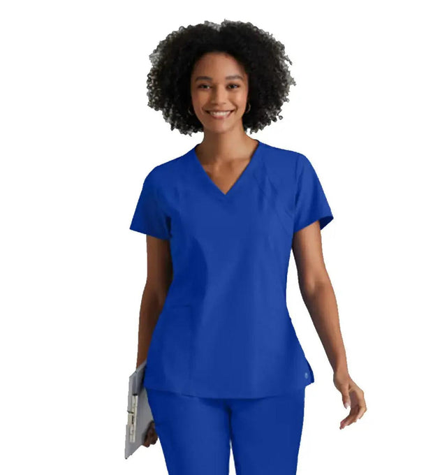 Barco One™ by Barco Racer 4-Pocket V-Neck Scrub Top-Cobalt