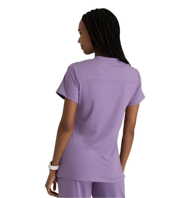 Barco One Performance Knit by Barco Victory Knit 2-Pocket V-Neck Scrub Top - Dusty Lavender