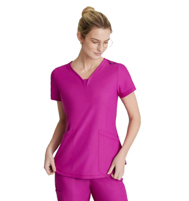 Skechers™ by Barco Slip-ins Serene 3-Pocket V-Neck Top - Deep Magenta