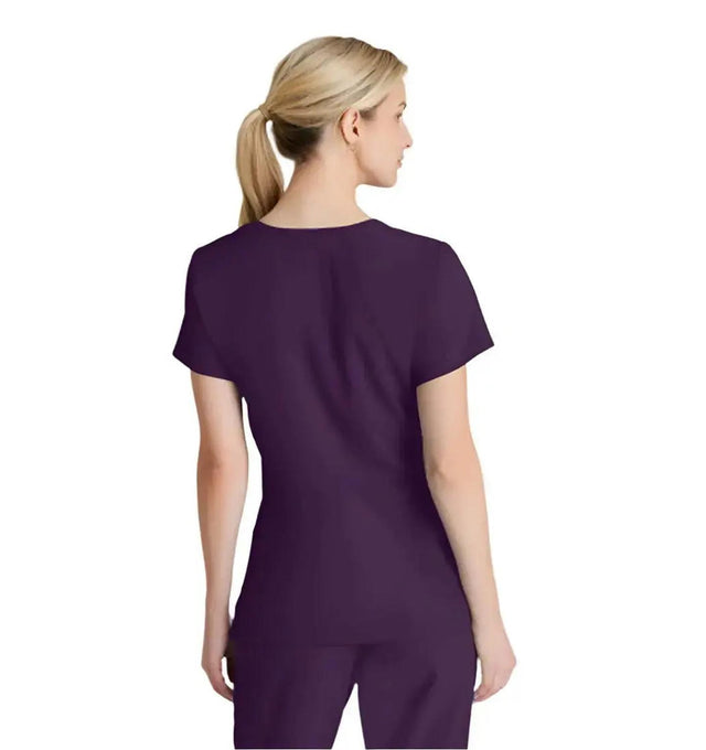 SKECHERS™ by Barco Reliance 3-Pocket Crossover V-Neck Scrub Top-Egg Plant