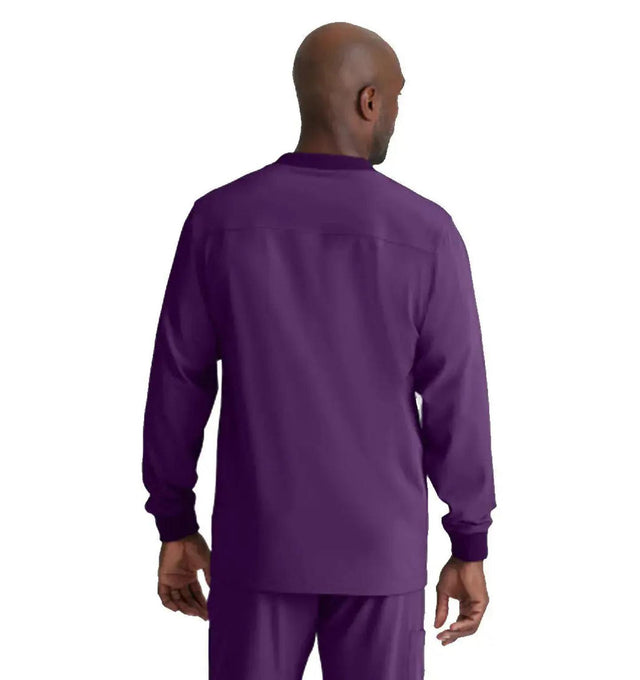 SKECHERS™ by Barco Structure 3-Pocket Crewneck Warmup Scrub Jacket-Egg Plant