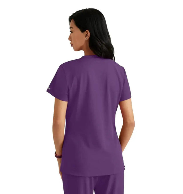 SKECHERS™ by Barco Dignity 1-Pocket Tuck-In Scrub Top-Egg Plant