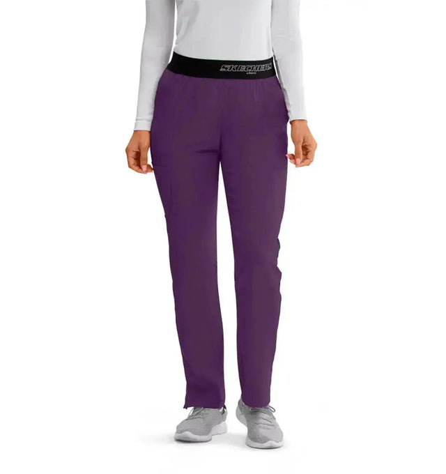 SKECHERS™ by barco Breeze 3-Pocket Mid-Rise Straight Leg Scrub Pant-Egg Plant
