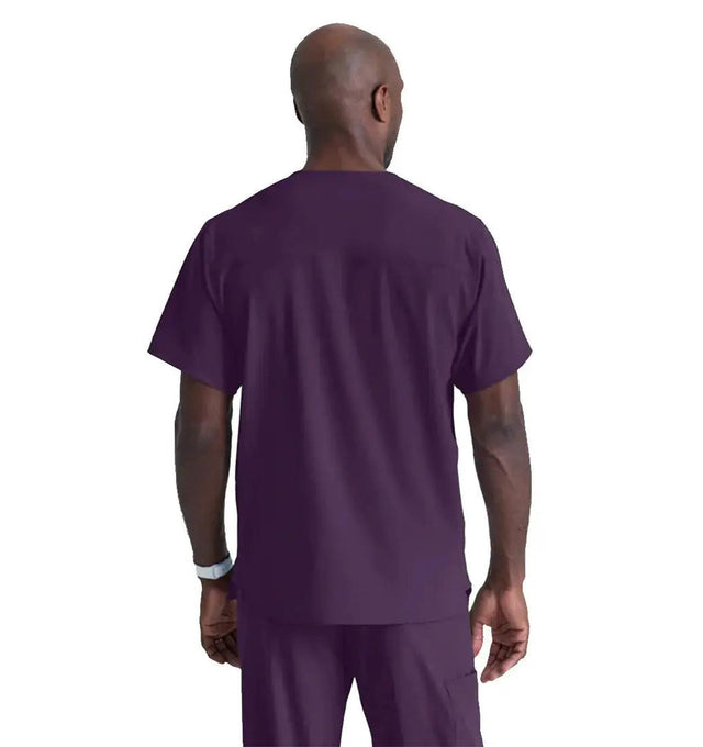 SKECHERS™ by Barco Structure 1-Pocket V-Neck Scrub Top-Egg Plant