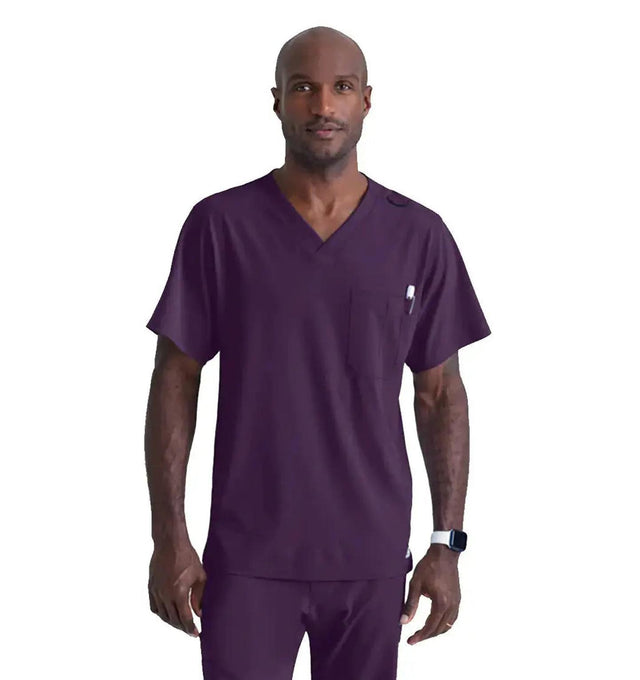 SKECHERS™ by Barco Structure 1-Pocket V-Neck Scrub Top-Egg Plant
