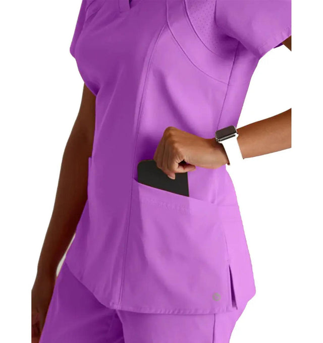Barco One™ by Barco Racer 4-Pocket V-Neck Scrub Top-Helio
Purple