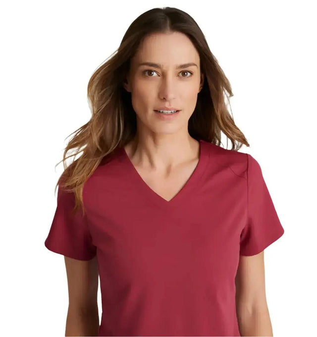 Grey's Anatomy Stretch™ by Barco Emma 4-Pocket V-Neck Scrub Top-Maple Red