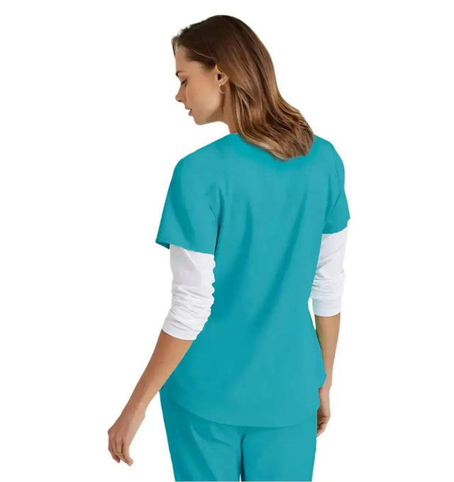 Grey's Anatomy Stretch™ by Barco Emma 4-Pocket V-Neck Scrub Top-Teal