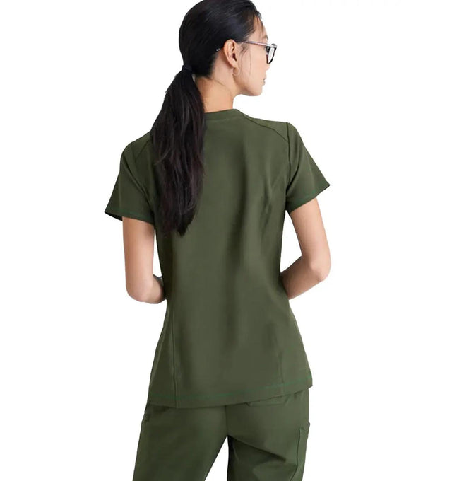 Grey's Anatomy™ Evolve by Barco Sway 1-Pocket Banded V-Neck Scrub Top-Fern