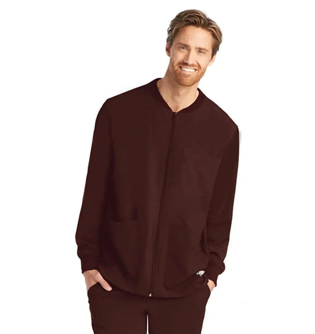 SKECHERS™ by Barco Structure 3-Pocket Crewneck Warmup Scrub Jacket-French Roast