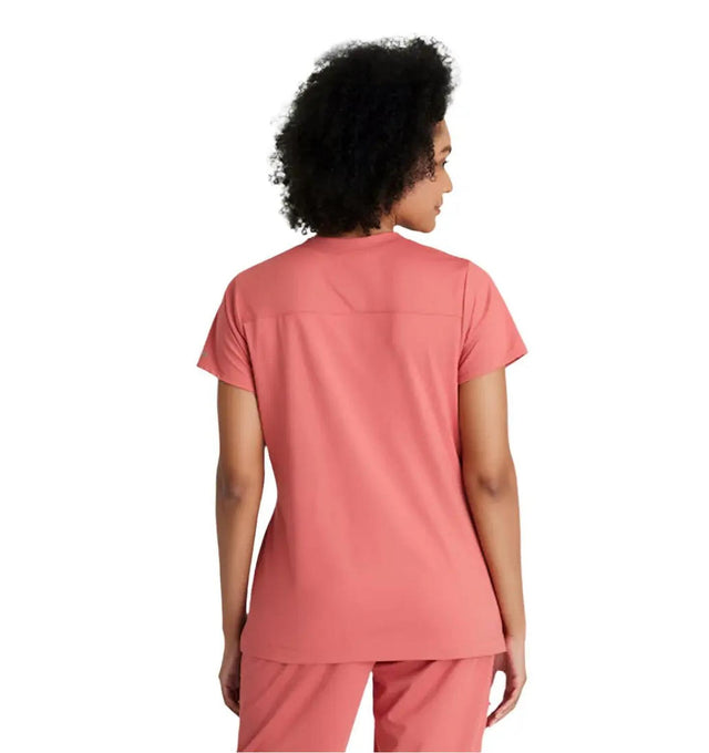 Barco One Performance Knit by Barco Victory Knit 2-Pocket V-Neck Scrub Top - Ginger Rose