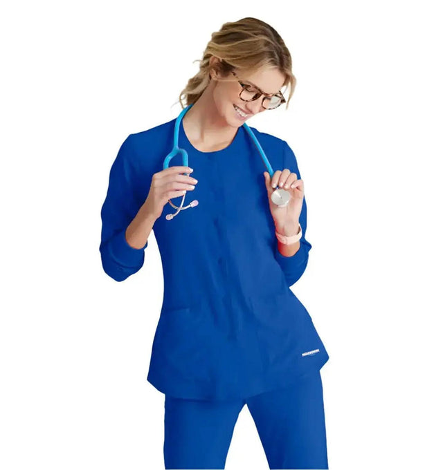 SKECHERS™ by Barco Stabilty 2-Pocket Crewneck Snap-Front Scrub Jacket - Galaxy