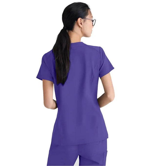 Grey's Anatomy™ Evolve by Barco Sway 1-Pocket Banded V-Neck Scrub Top-Extra LG-New Grape