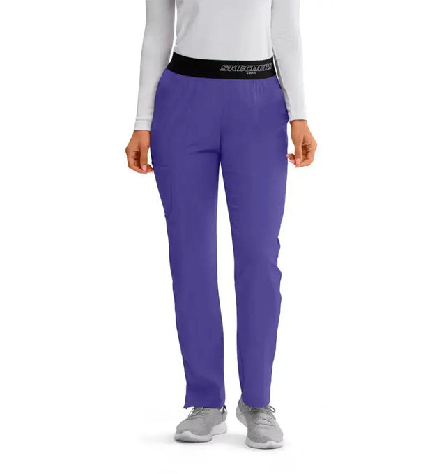 SKECHERS™ by barco Breeze 3-Pocket Mid-Rise Straight Leg Scrub Pant-New Grape