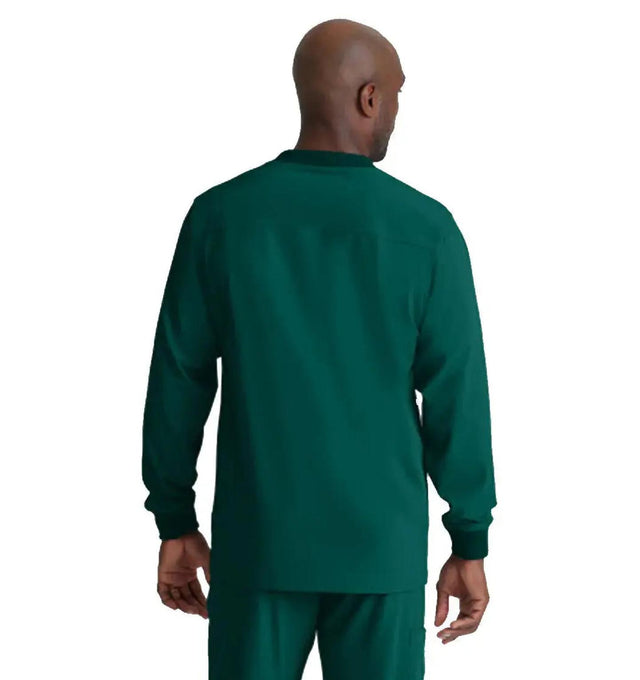 SKECHERS™ by Barco Structure 3-Pocket Crewneck Warmup Scrub Jacket-Hunter Green