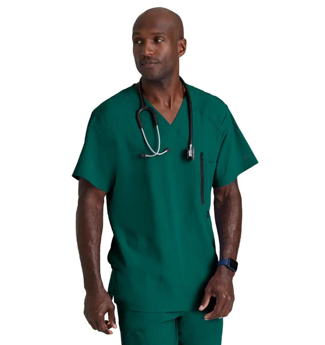 Barco One™ by Barco Amplify 5-Pocket V-Neck Scrub Top-Hunter Green