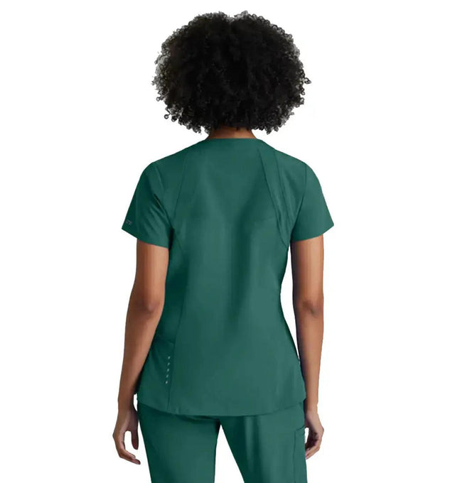 Barco One™ by Barco Racer 4-Pocket V-Neck Scrub Top-Hunter Green