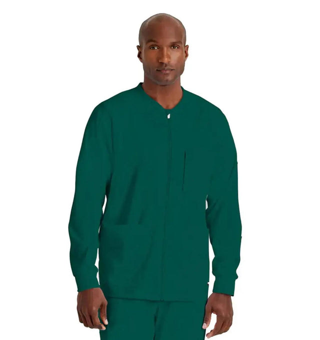 Grey's Anatomy Stretch™ by Barco React 5-Pocket Crewneck Warmup Scrub Jacket-Hunter Green
