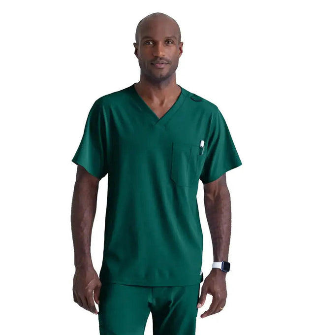 SKECHERS™ by Barco Structure 1-Pocket V-Neck Scrub Top-Hunter Green