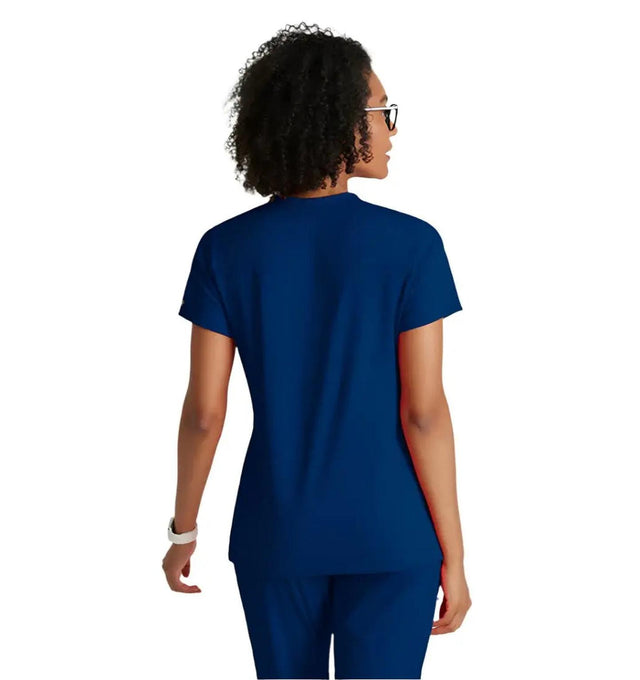 Barco One Performance Knit by Barco Victory Knit 2-Pocket V-Neck Scrub Top - Indigo