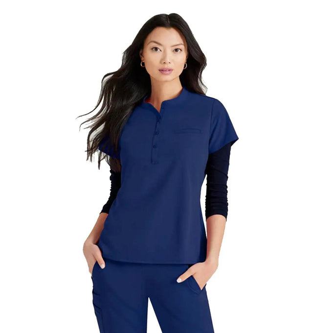 Barco Unify™ by Barco MISSION 1-POCKET HENLEY NECK SCRUB TOP - Indigo