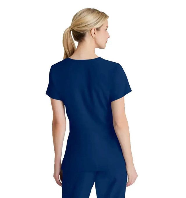 SKECHERS™ by Barco Reliance 3-Pocket Crossover V-Neck Scrub Top-Indigo